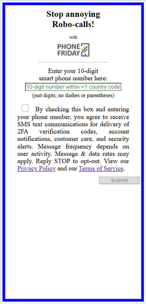 Mockup of eventual login screen for phonefriday.com.